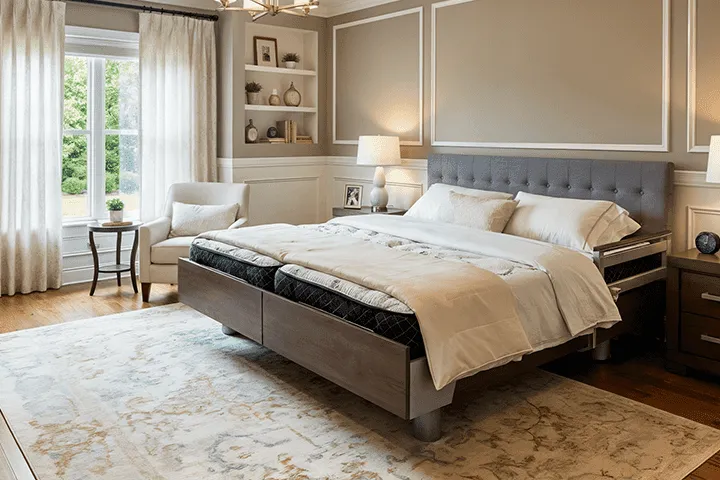 SonderCare Aura Companion bed in a beautiful bedroom.