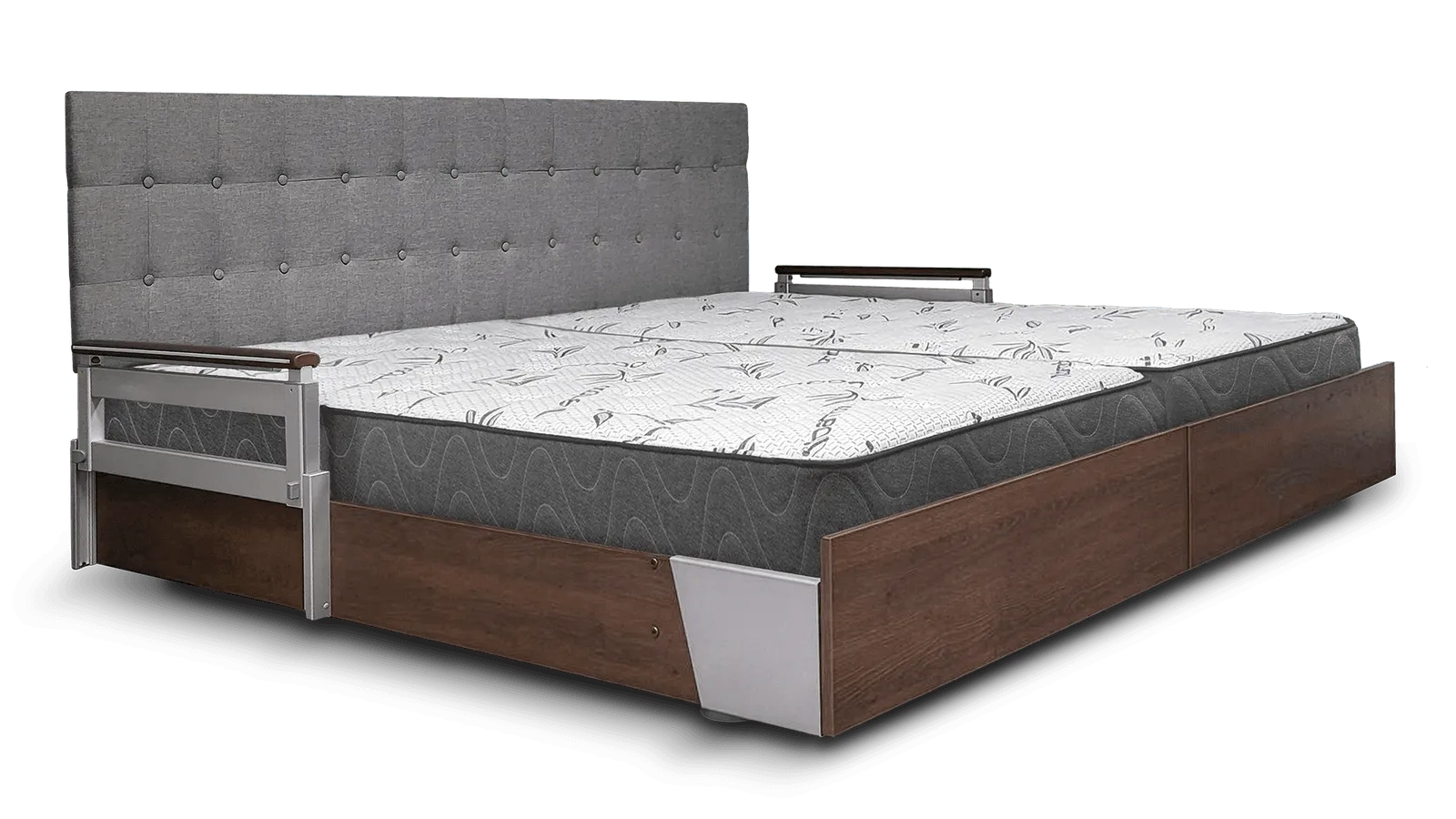 SonderCare Aura Companion split-king bed with upholstered headboard