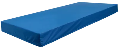 a blue mattress on a white background.