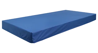 Comfort mattress in blue colour laid on a white background.