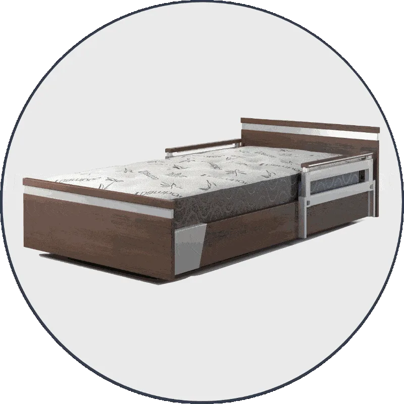 An image showcasing a SonderCare home hospital bed with a mattress.